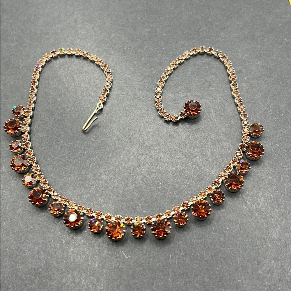 Vintage Weiss amber rhinestone necklace